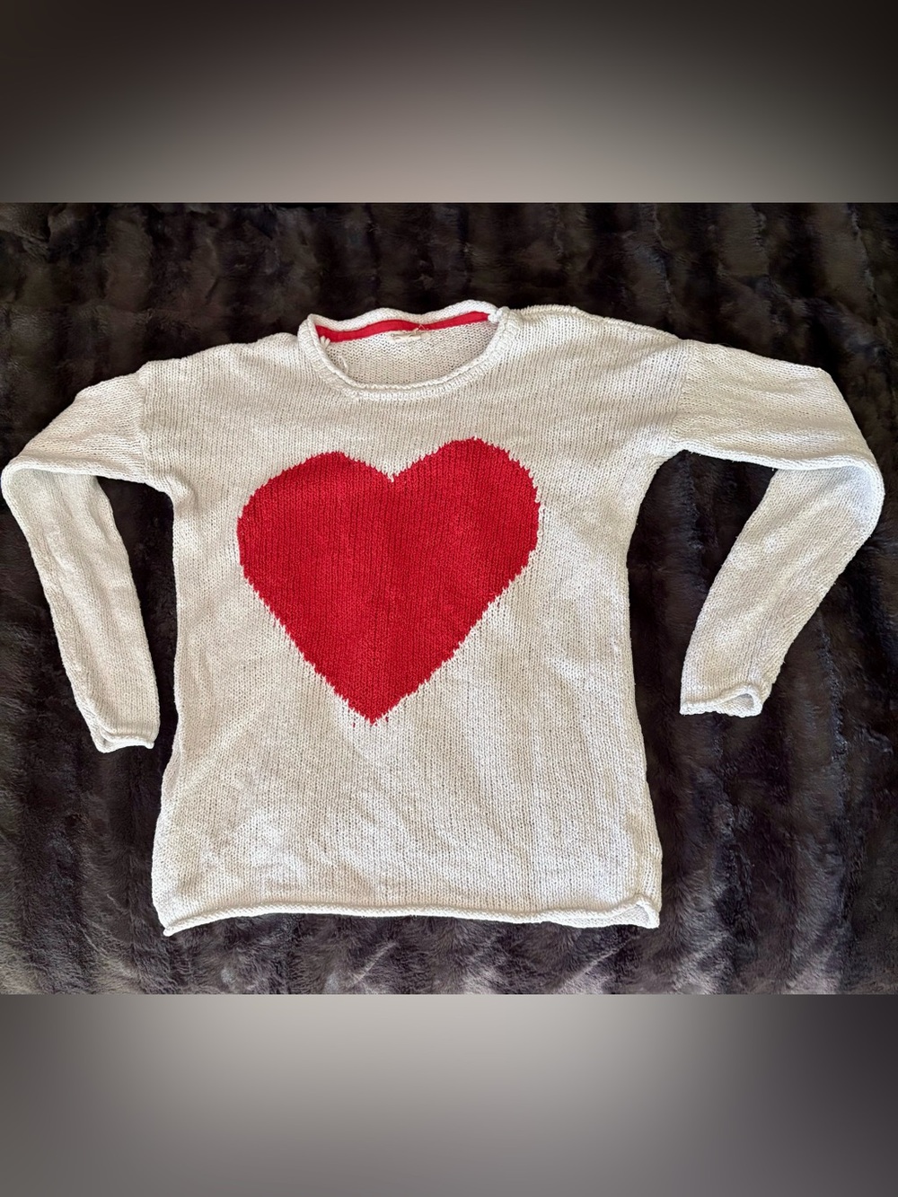 Christian Siriano Red Heart Open Knit Pullover Sweater Size Medium
